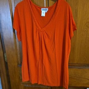 Coldwater Creek Orange V-Neck Women's Top